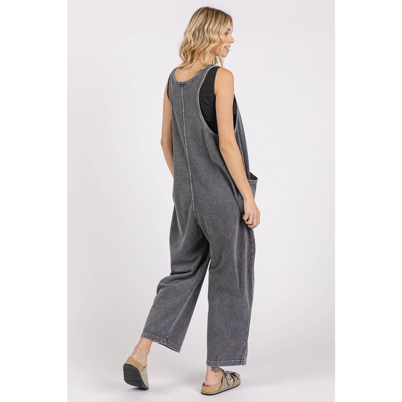 mittoshop - MINERAL WASH PULL-ON SLEEVELESS HAREM JUMPSUIT