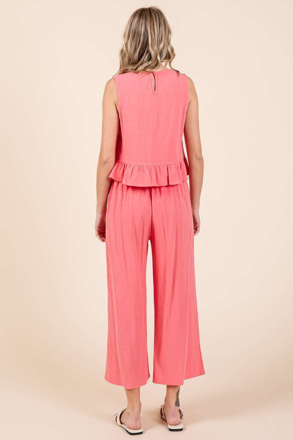 mittoshop - LINEN RUFFLE TANK TOP AND PANTS SET