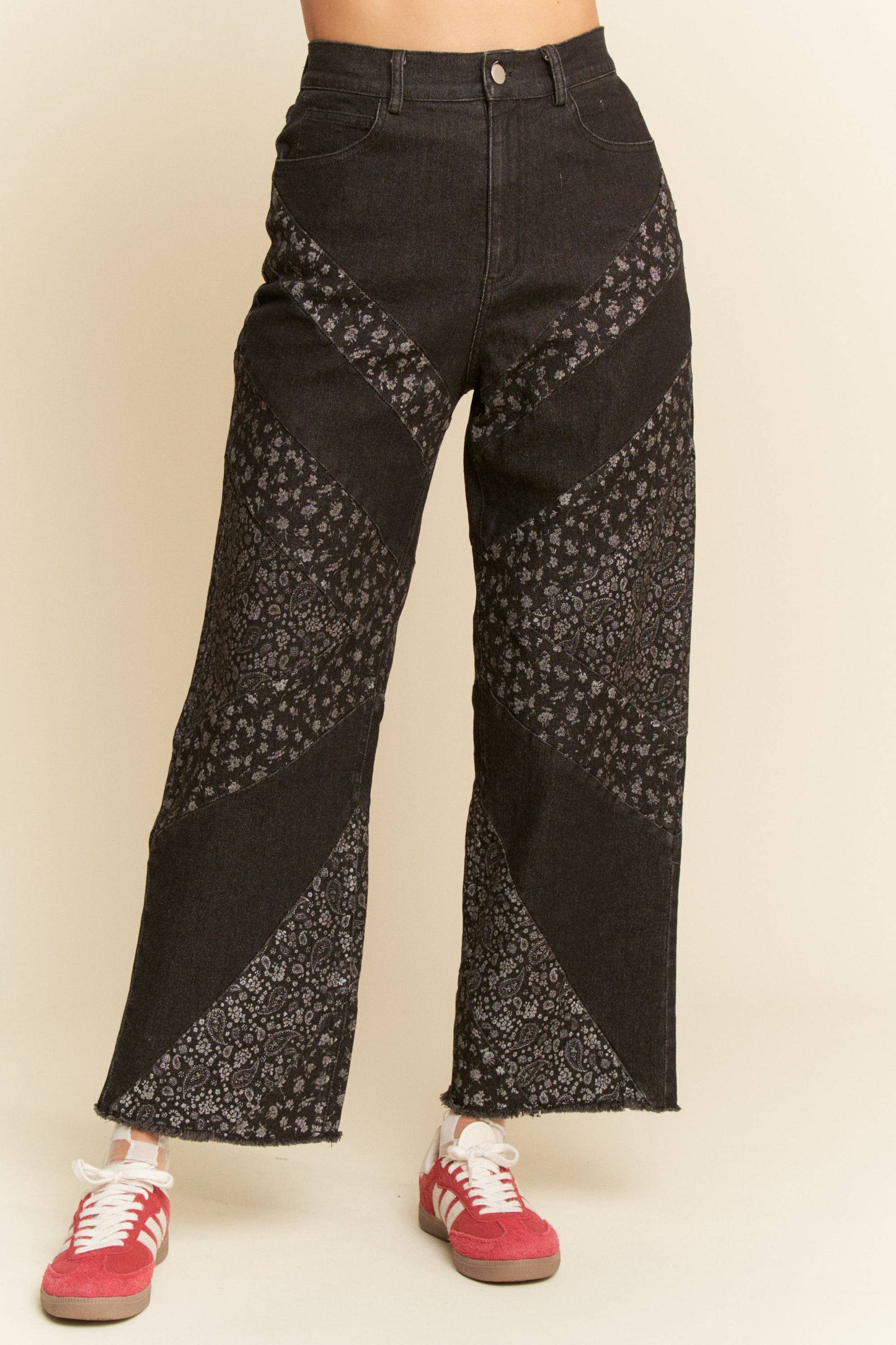 Davi & Dani - WIDE OPENING DENIM DITSY FLORAL AND PAISLEY PRINT