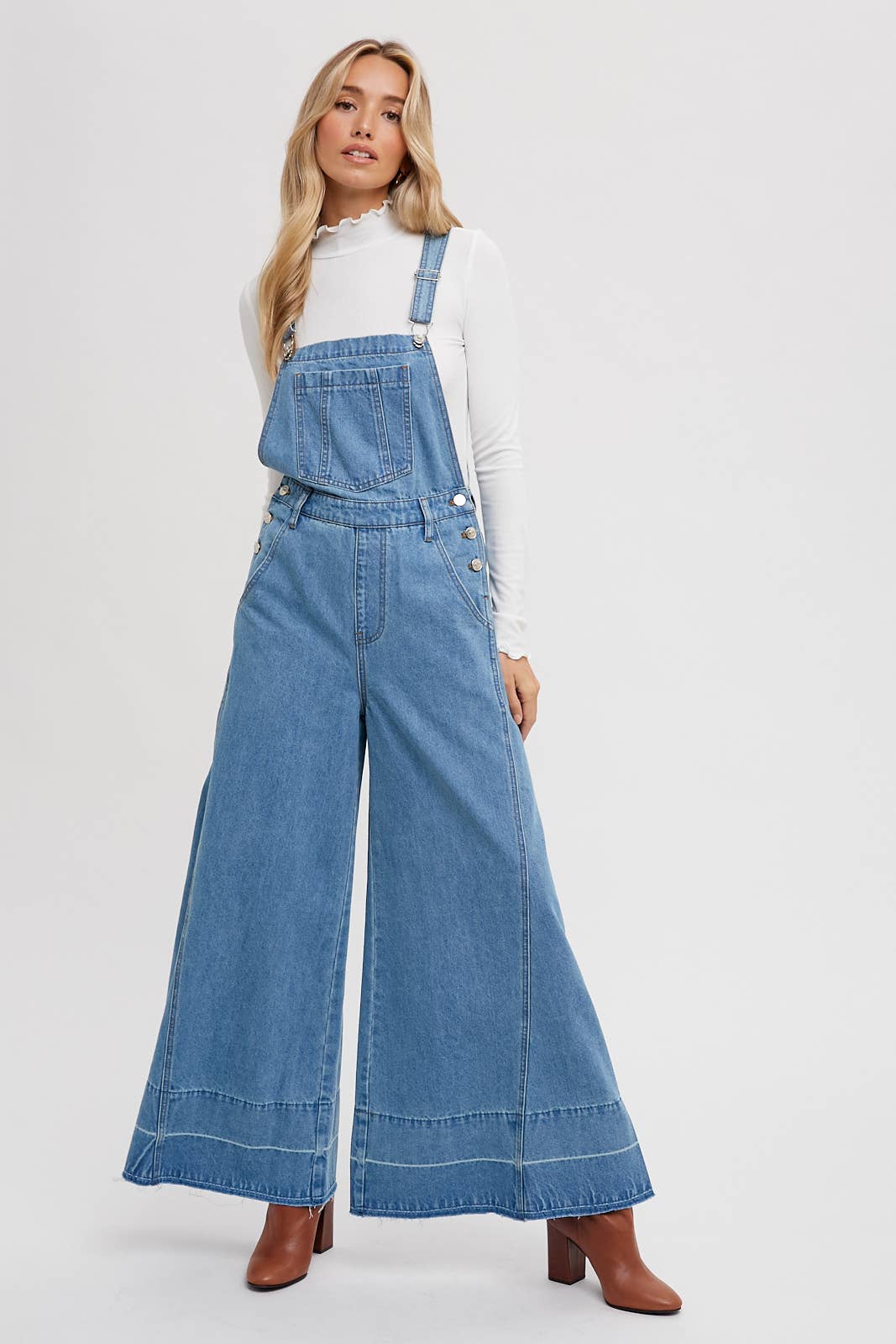 Bluivy - DENIM WIDE LEGS OVERALLS