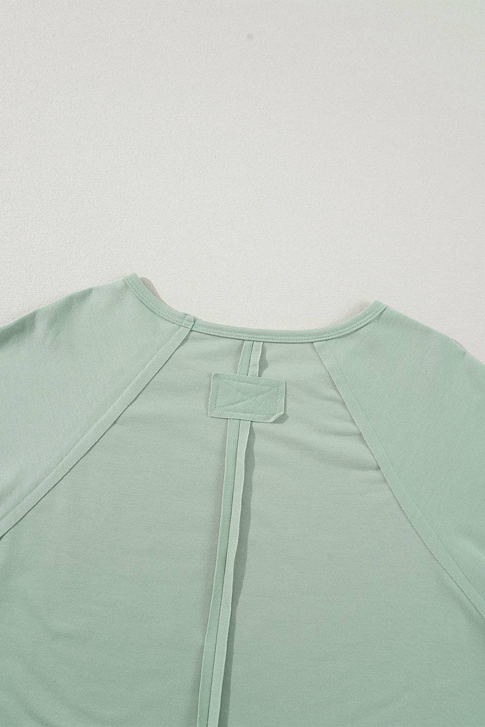 Lovesoft - Flower Patchwork Raglan Sleeve Exposed Seam Oversized Top