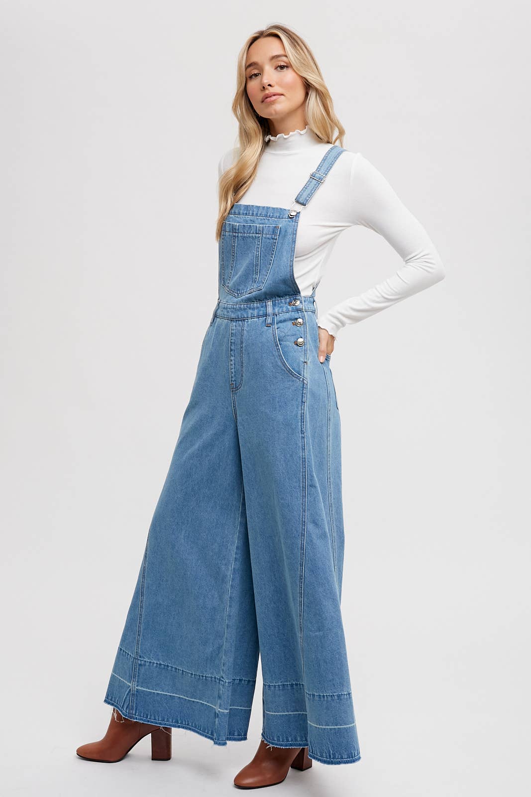 Bluivy - DENIM WIDE LEGS OVERALLS
