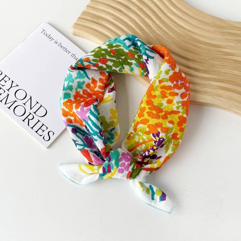 JOSSLYN by wall to wall - COTTON FLORAL PRINT SILKY FEELING BANDANA SCARF | 40SC648