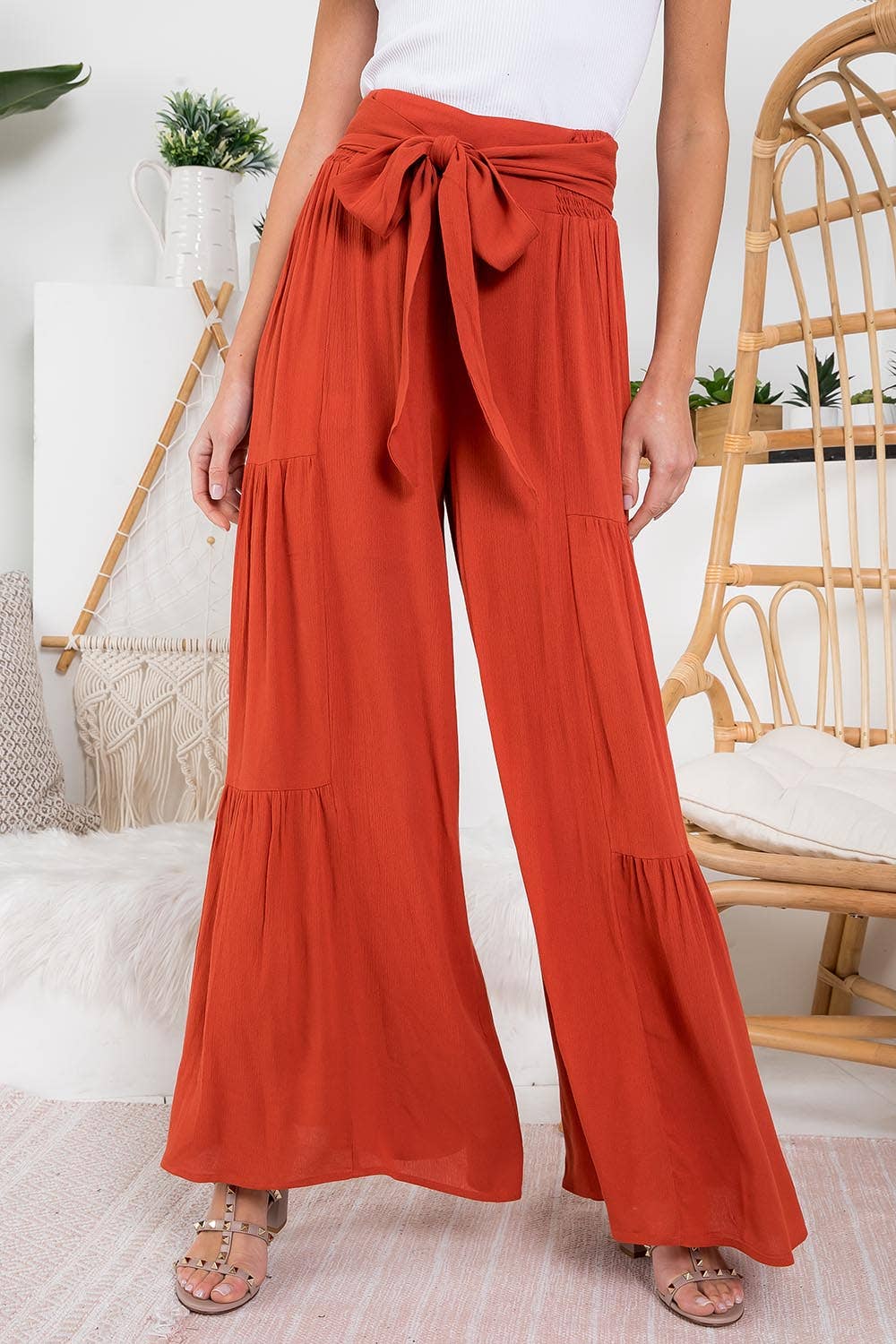 Bluivy - TIERED FLOWY WIDE-LEG PANTS