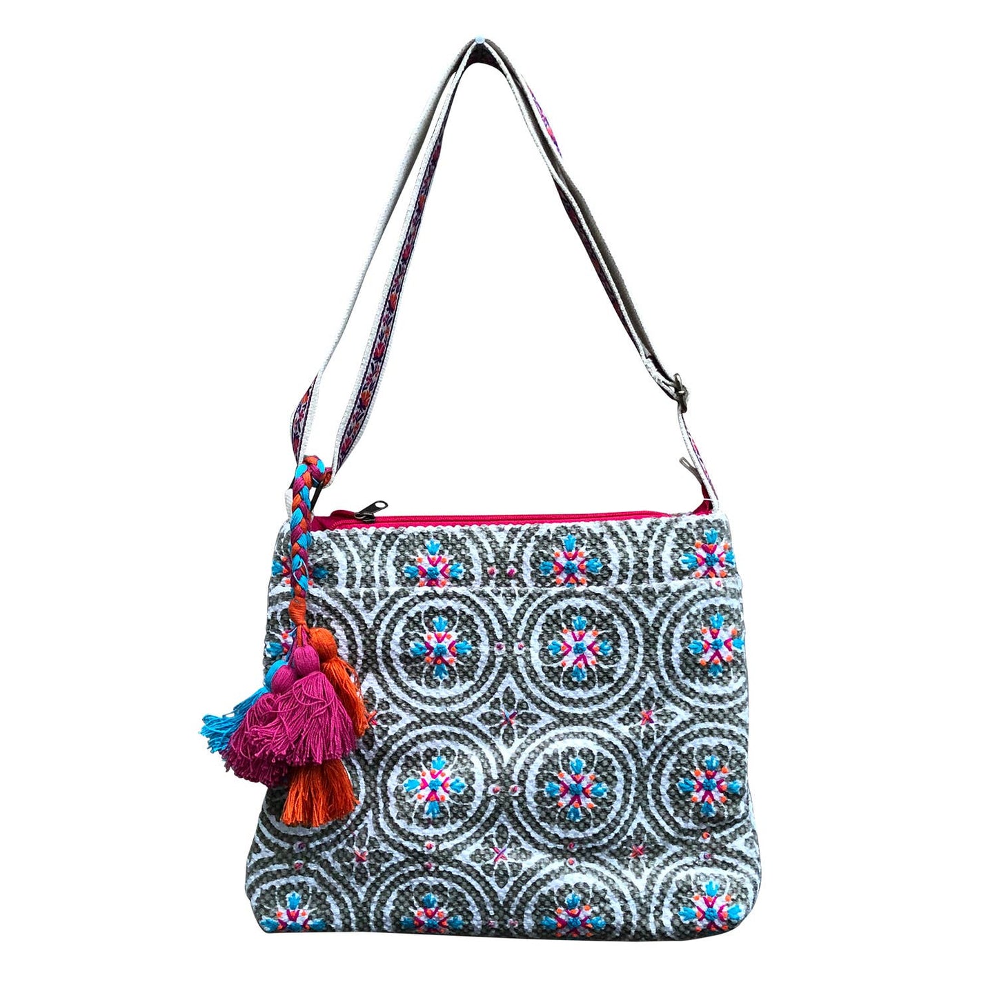 Chloe & Lex - Medallion Crossbody Tassel Leather Crossbody Bag for Women