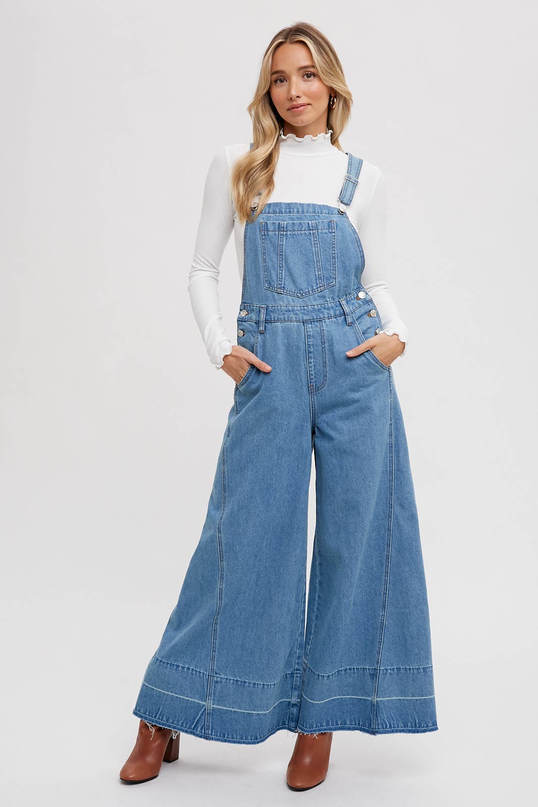 Bluivy - DENIM WIDE LEGS OVERALLS
