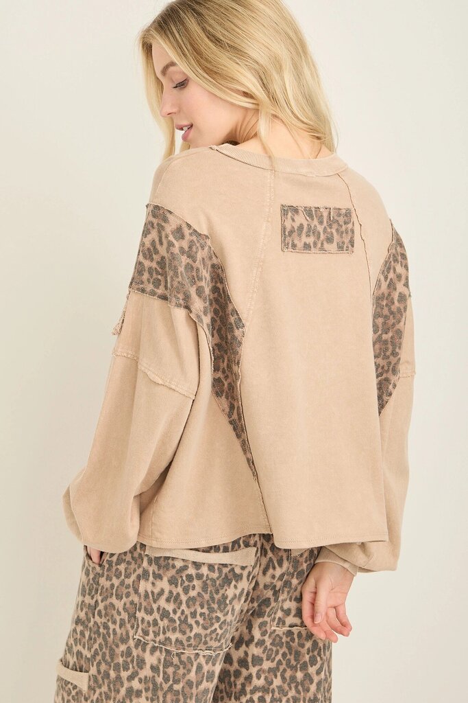 J. Her Mineral Washed Cheetah Top w/ Fringe