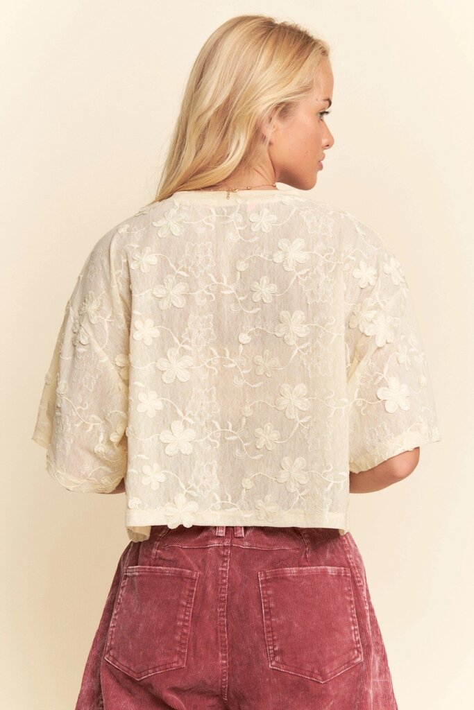 Davi & Dani Floral babydoll mesh top