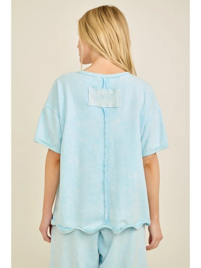 Mineral washed wavy ribbed top