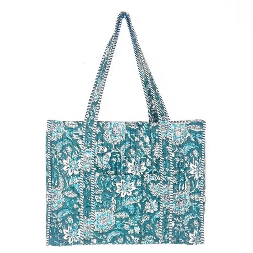 Hand Crafted Quilted Block Printed Tote Bag