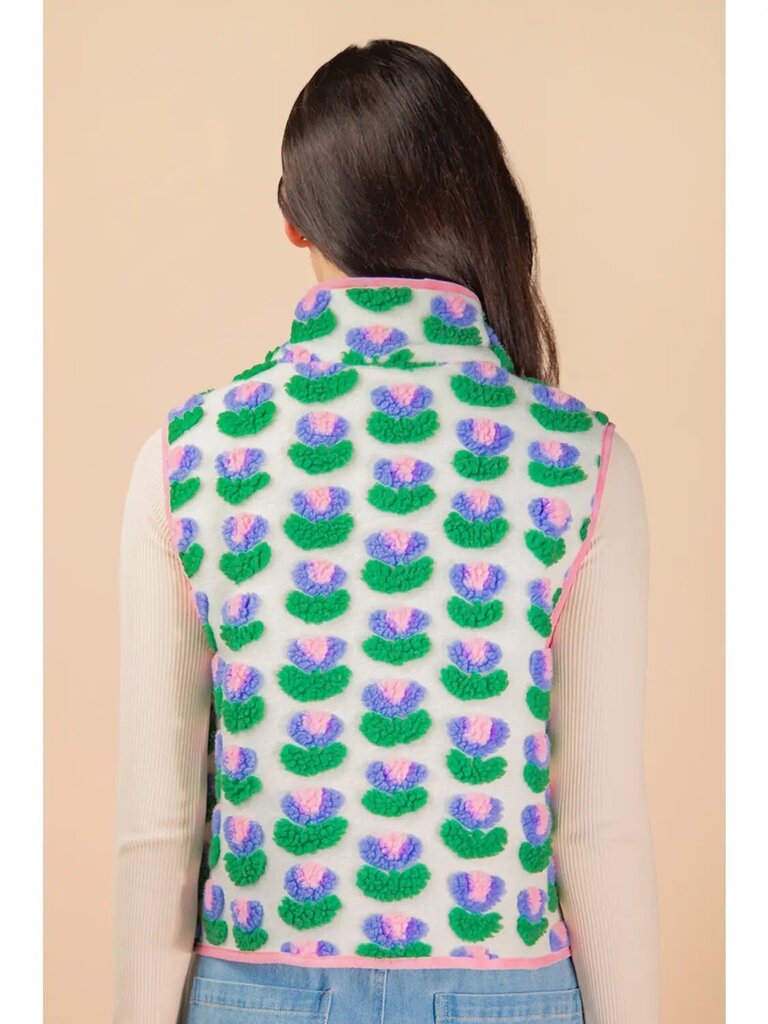 Textured floral printed vest