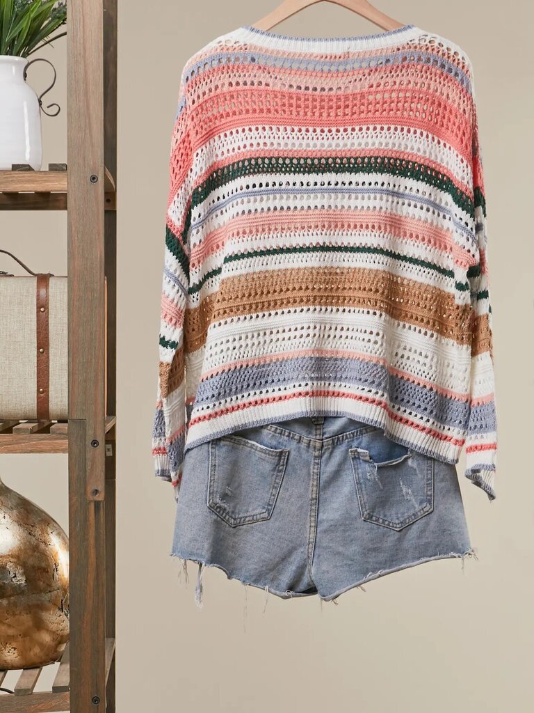 Multi colored striped knit with clover