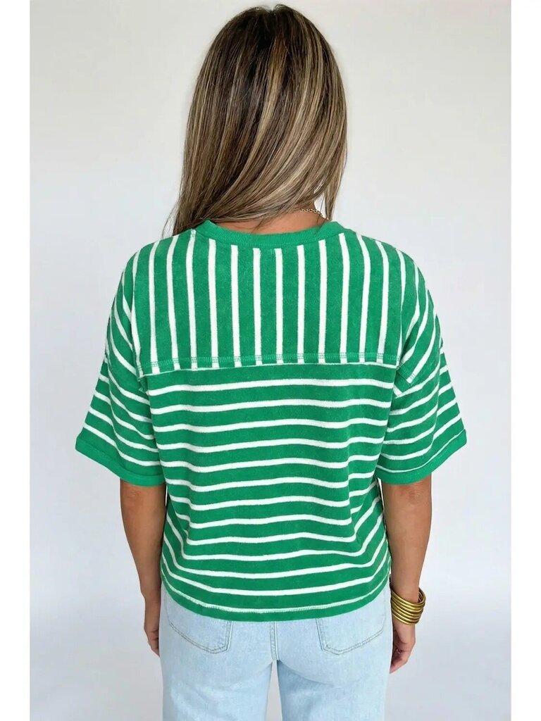 Striped half sleeve tee