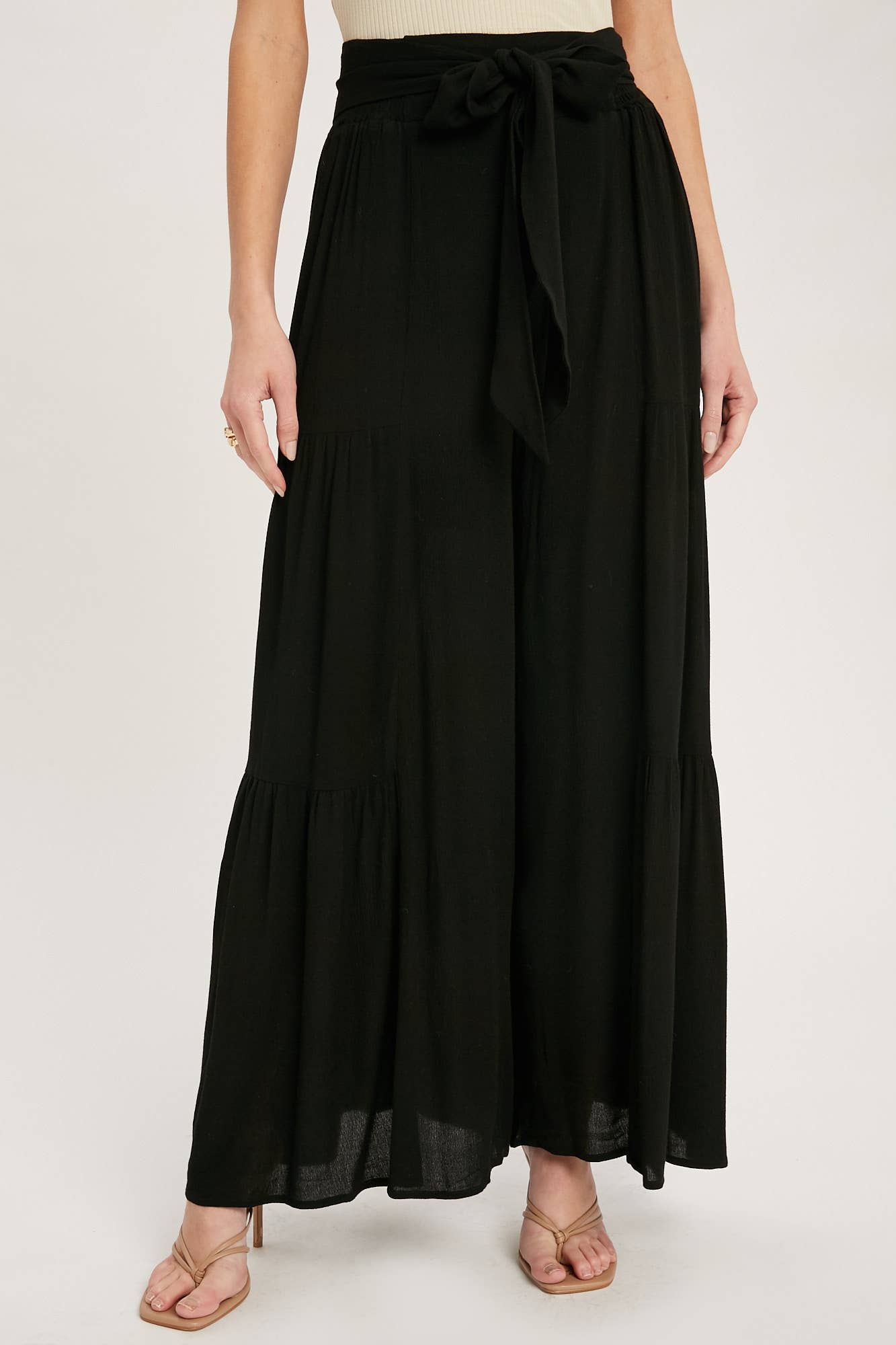 Bluivy - TIERED FLOWY WIDE-LEG PANTS