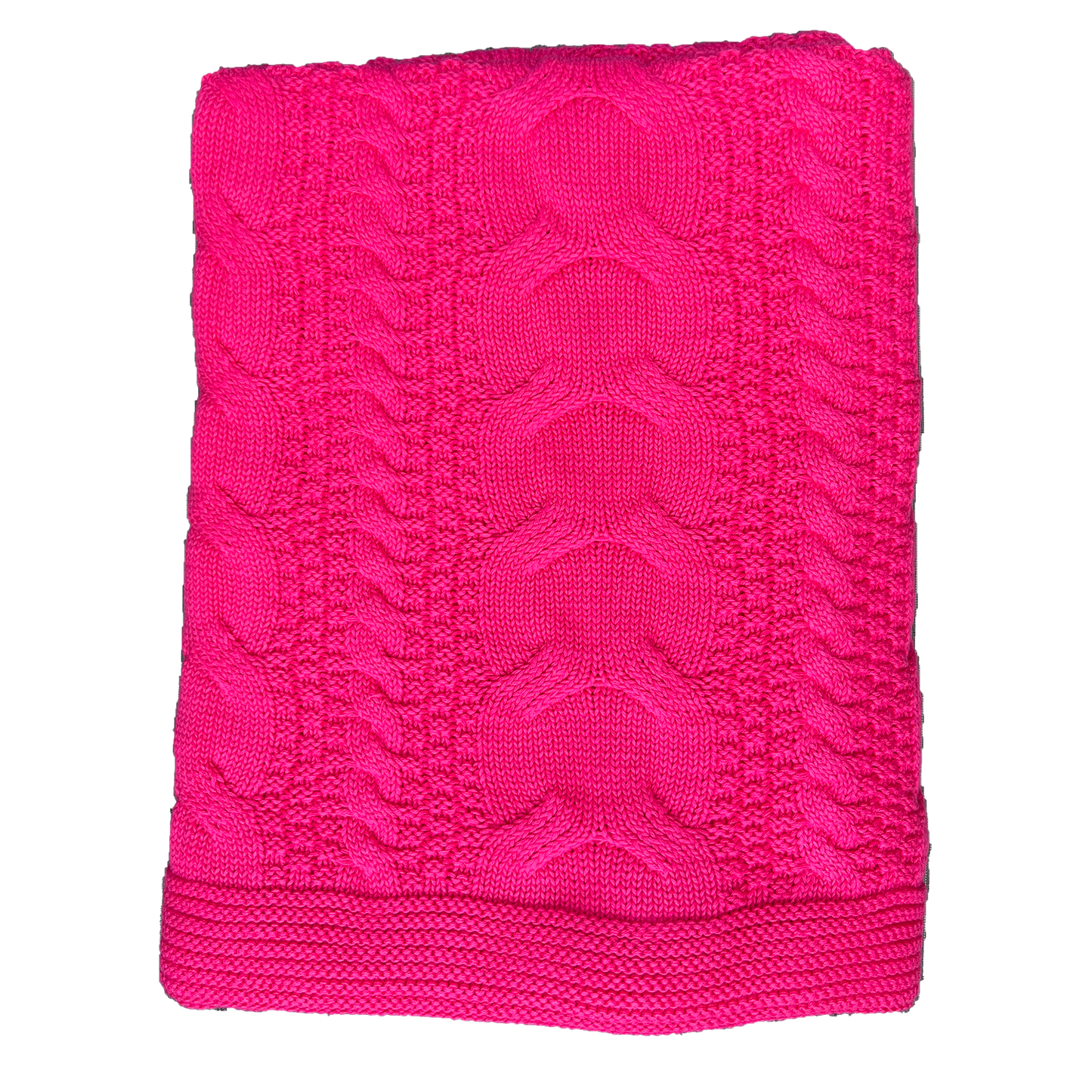 Chloe & Lex - Bright Pink Cableknit Pure Cotton Throw Blanket Home Decor
