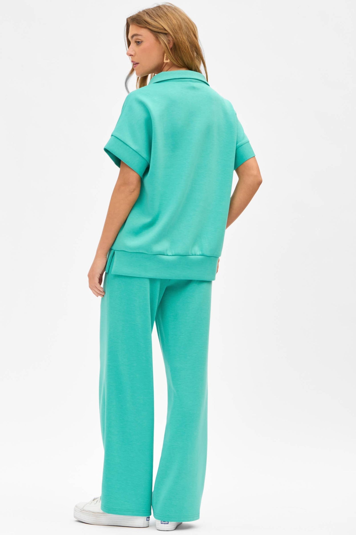 Dear Scarlett - Short Sleeve Quarter Zip + Pants Modal Set