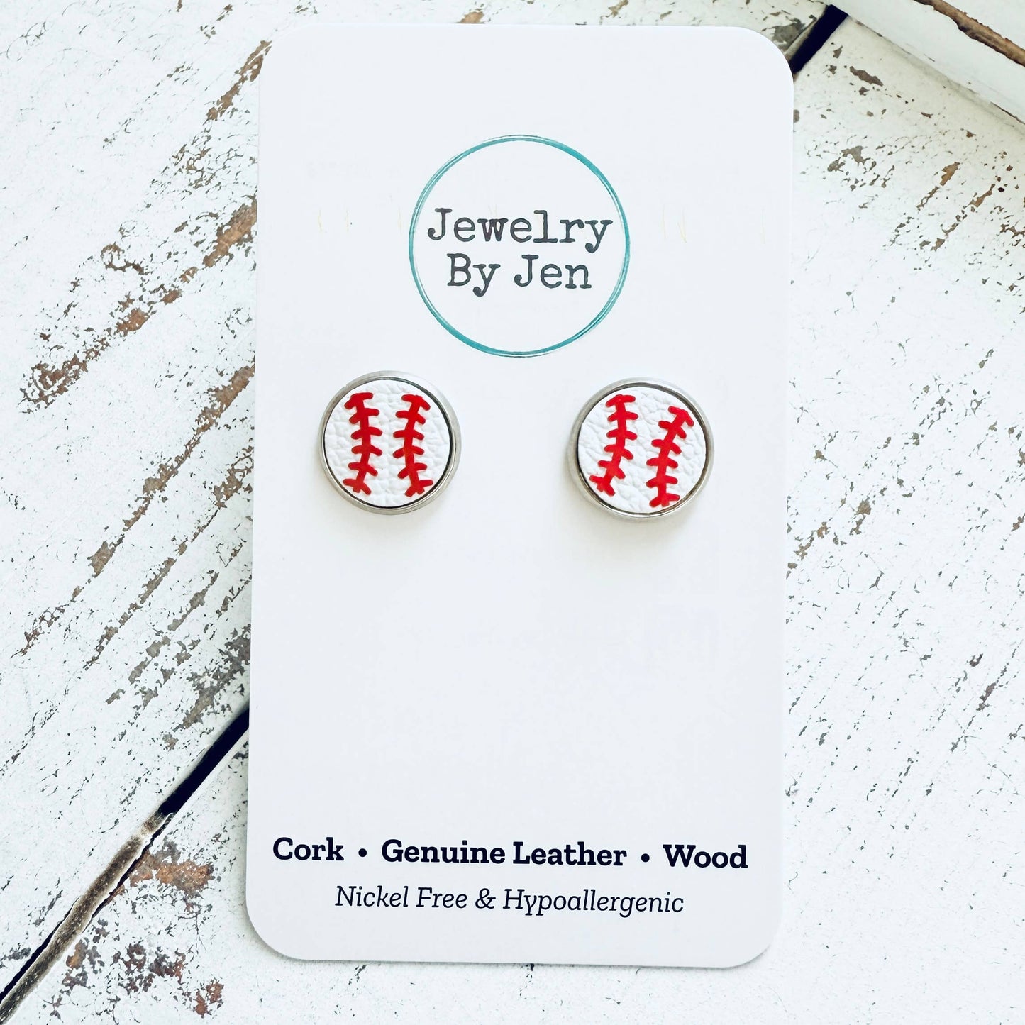 Jewelry By Jen - Stud Earrings: Baseball