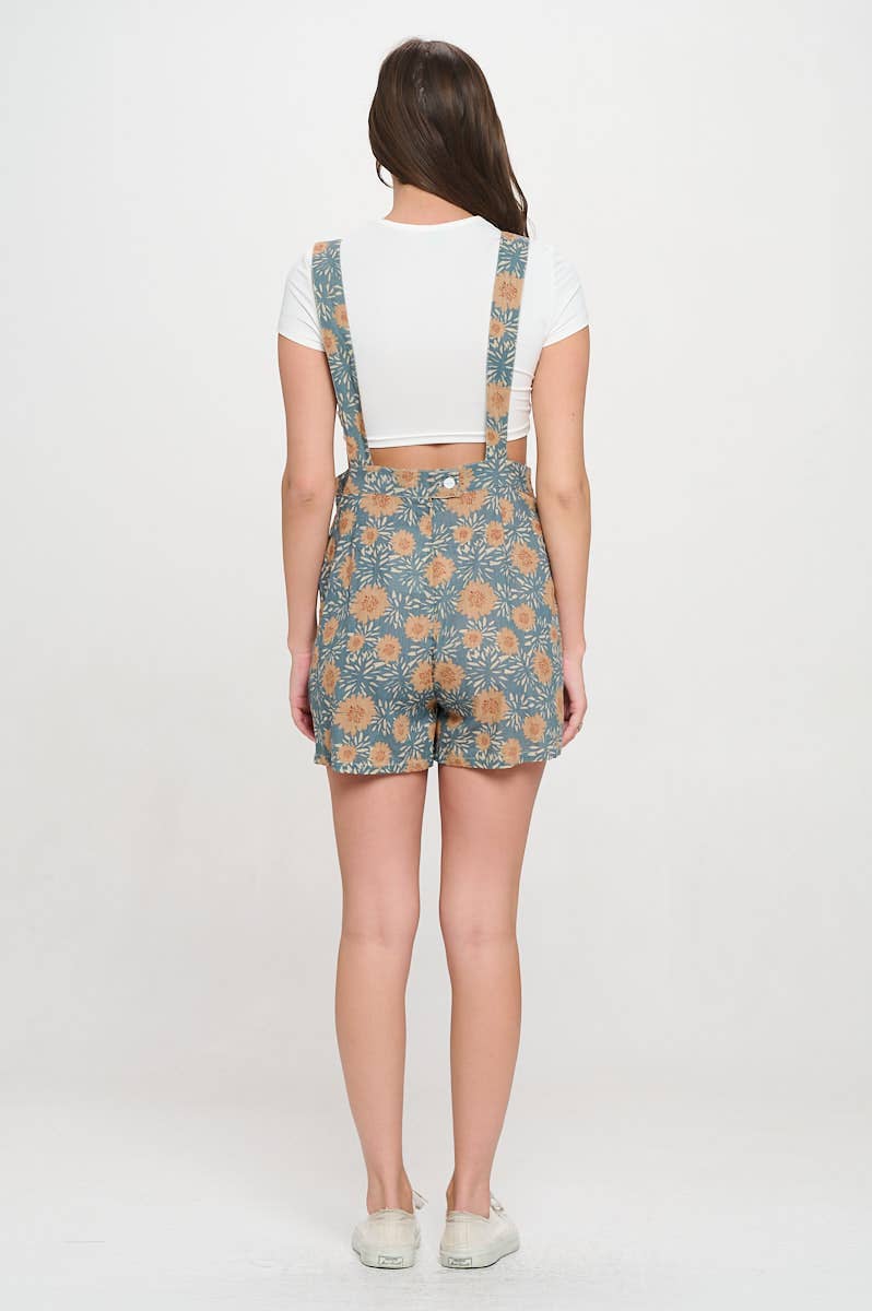 SM WARDROBE - VINTAGE FLOWER BLOSSOM PRINT SHORTALLS