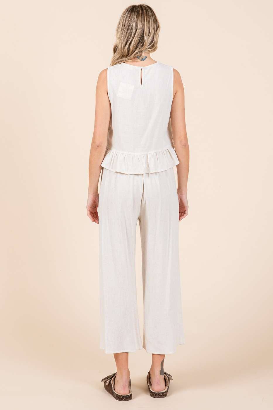 mittoshop - LINEN RUFFLE TANK TOP AND PANTS SET