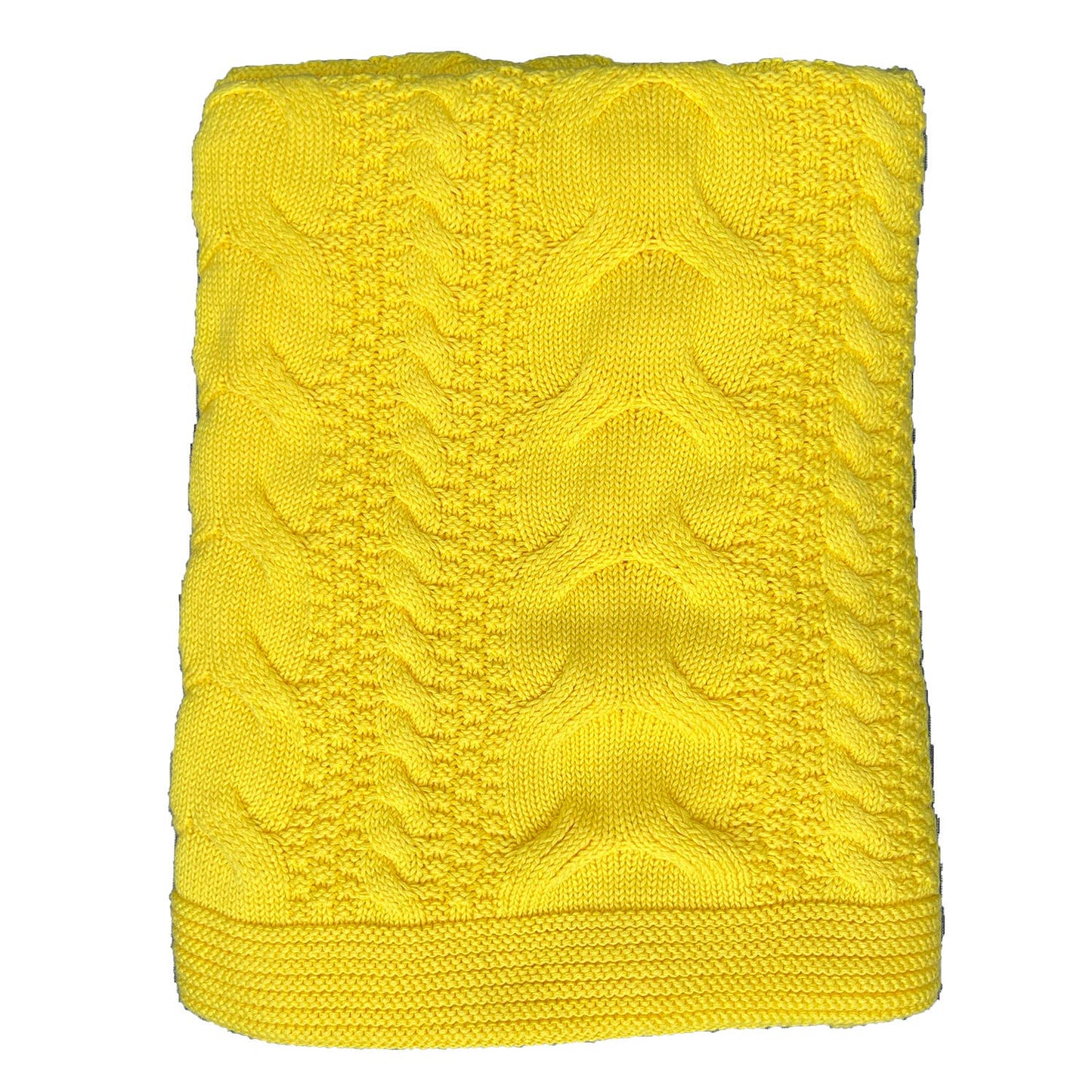 Chloe & Lex - Buttercup Yellow Classic Cableknit Cotton Throw Blanket