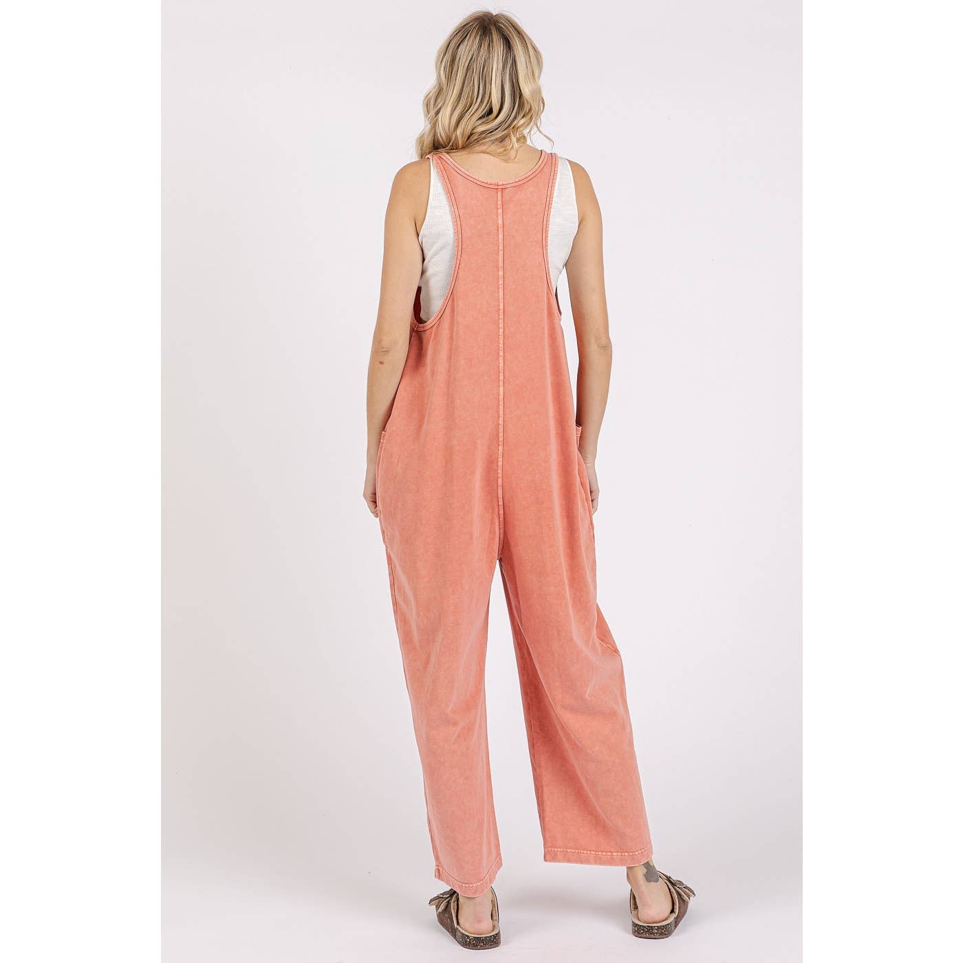 mittoshop - MINERAL WASH PULL-ON SLEEVELESS HAREM JUMPSUIT