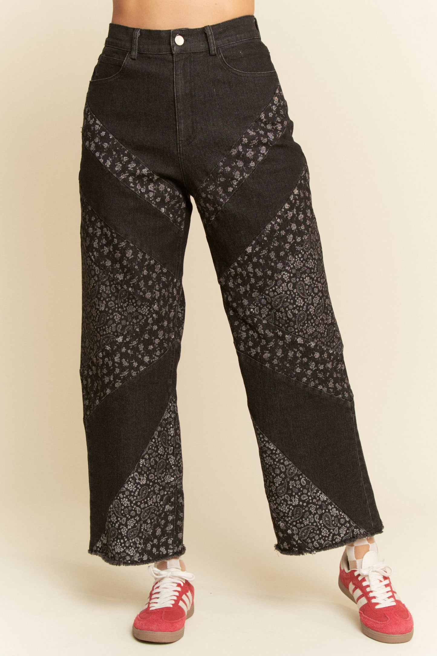 Davi & Dani - WIDE OPENING DENIM DITSY FLORAL AND PAISLEY PRINT