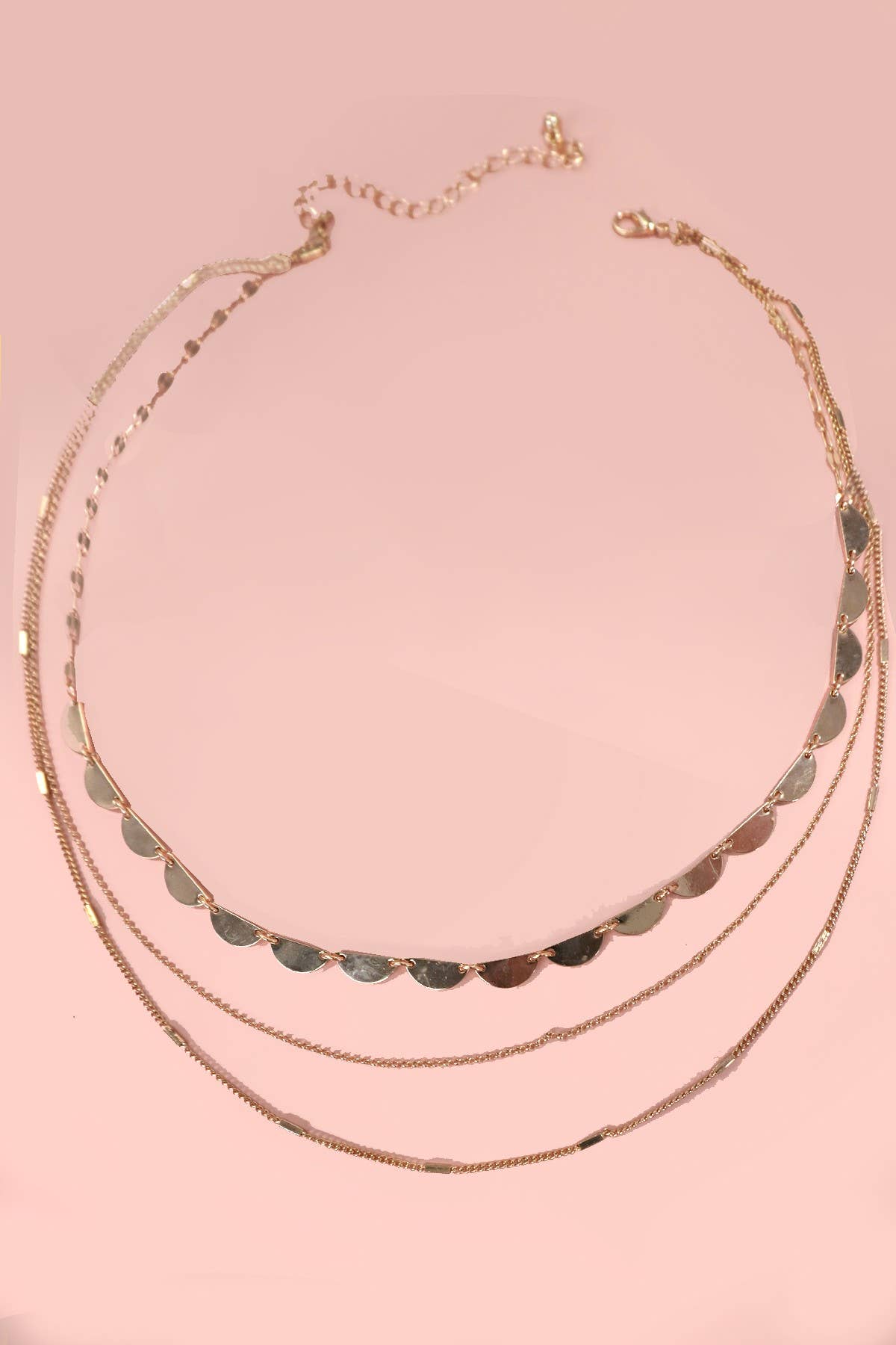 JOSSLYN by wall to wall - TRIPLE LAYER BIB CHAIN GOLD NECKLACE | 80N1097