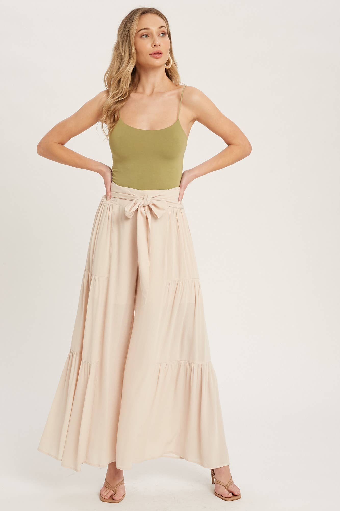 Bluivy - TIERED FLOWY WIDE-LEG PANTS