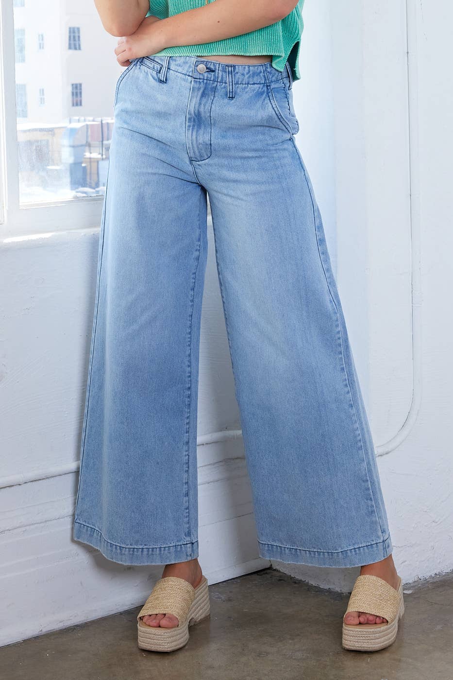 mittoshop - LIGHT WASH WIDE LEG DENIM JEANS