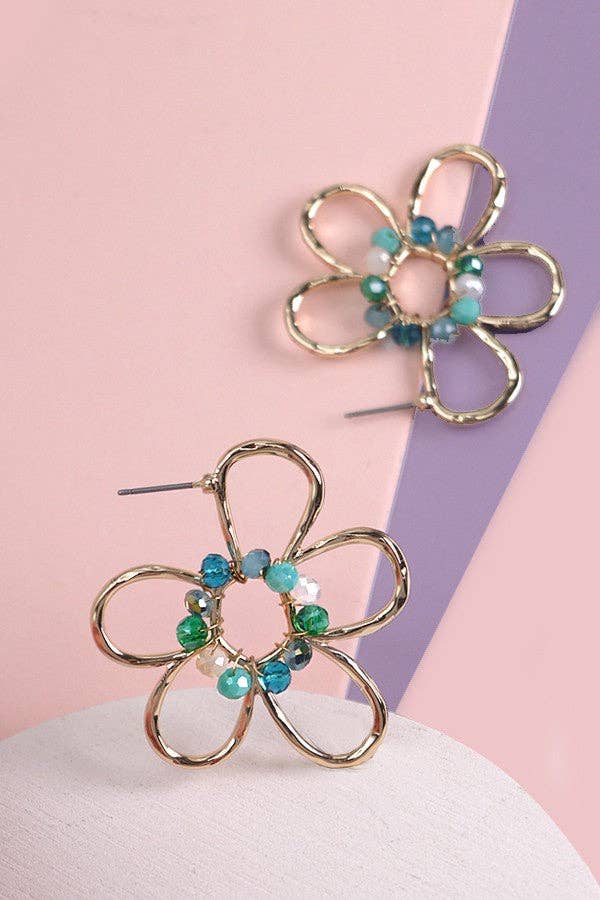JOSSLYN by wall to wall - SEED BEAD GOLD FLOWERN SHAPE EARRINGS | 80E1223