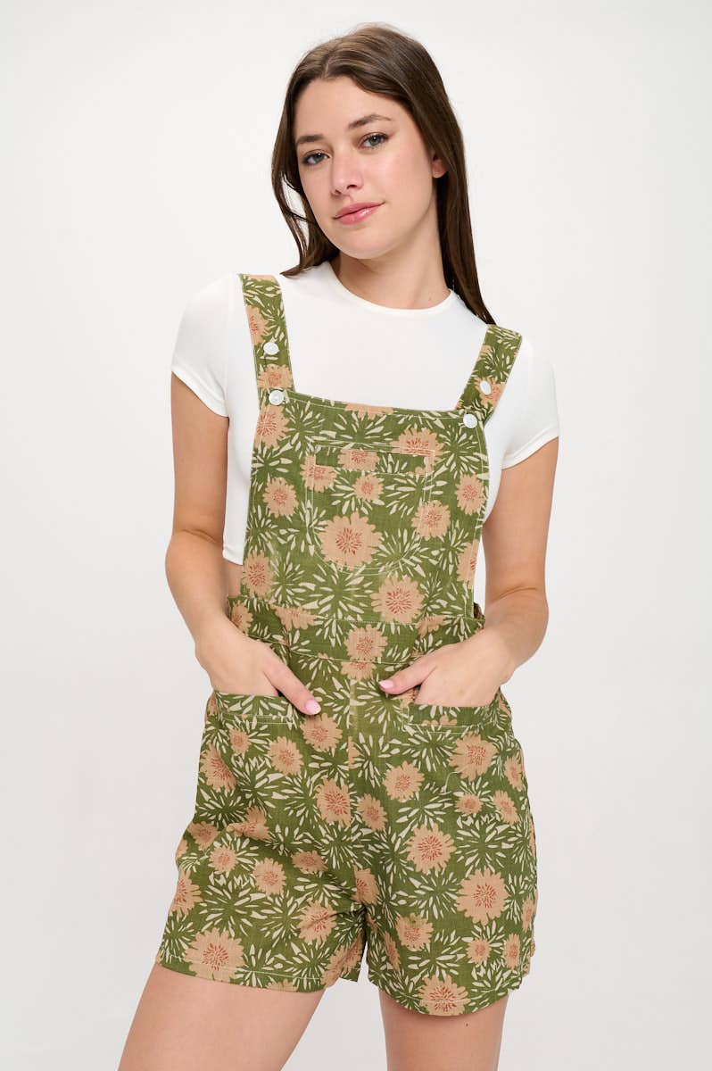 SM WARDROBE - VINTAGE FLOWER BLOSSOM PRINT SHORTALLS