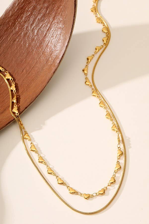 JOSSLYN by wall to wall - STAINLESS STEEL TARNISH FREE HEART LAYER NECKLACE | 40NK348