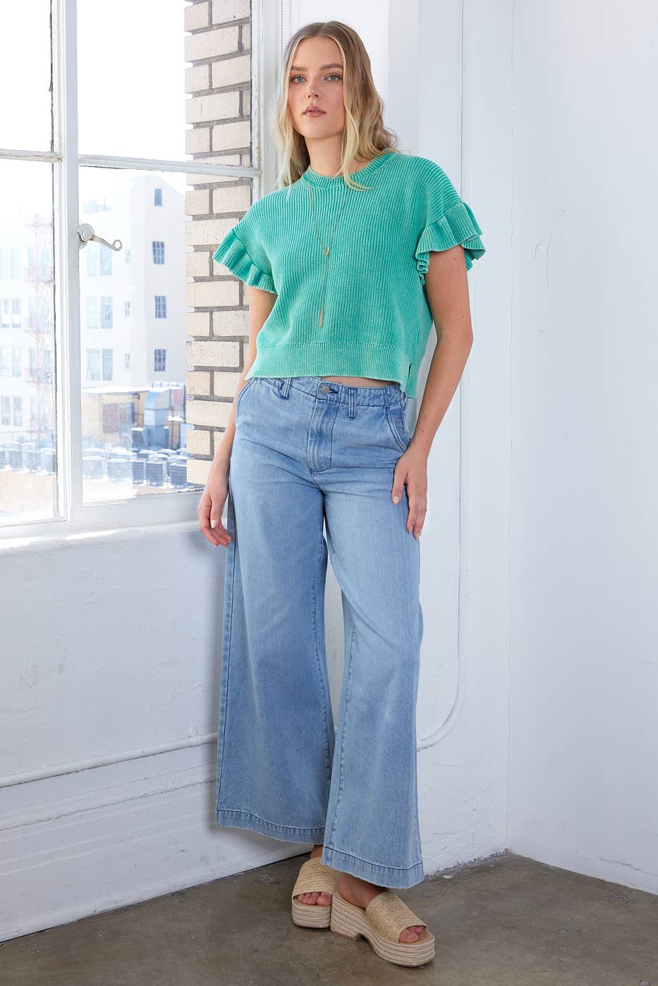 mittoshop - LIGHT WASH WIDE LEG DENIM JEANS