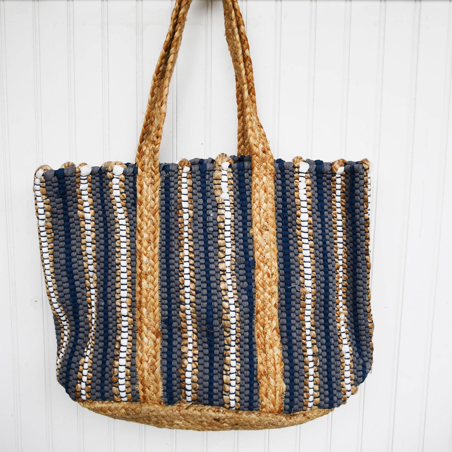 Chloe & Lex - Natural Grey Pure Cotton & Jute Lightweight Women's Tote Bag