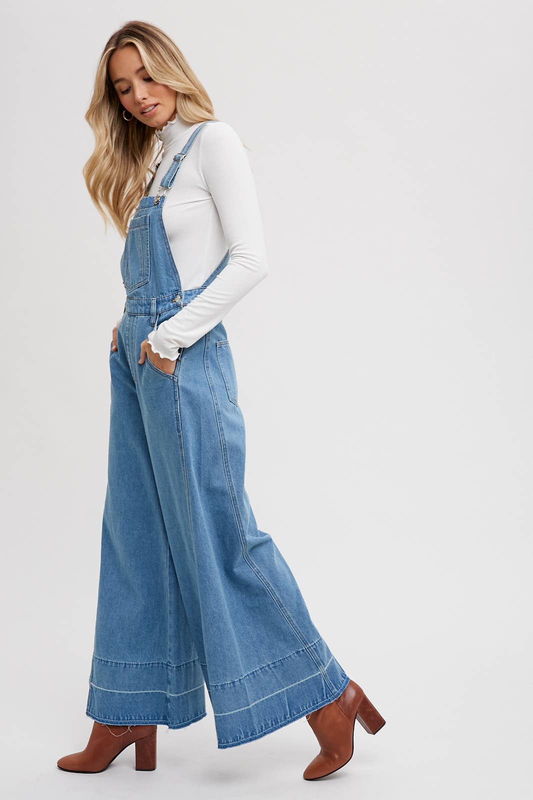 Bluivy - DENIM WIDE LEGS OVERALLS