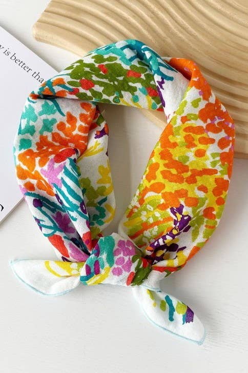 JOSSLYN by wall to wall - COTTON FLORAL PRINT SILKY FEELING BANDANA SCARF | 40SC648