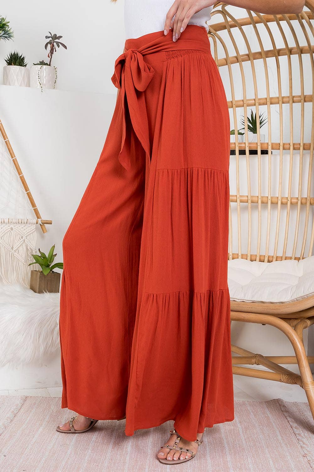 Bluivy - TIERED FLOWY WIDE-LEG PANTS