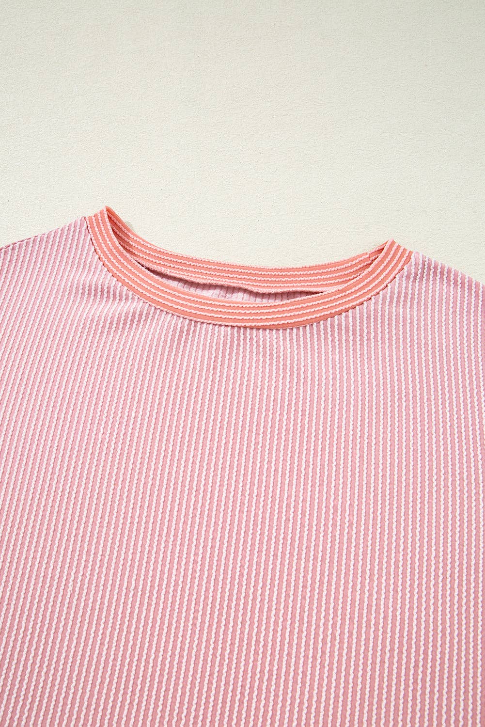 Lovesoft - Rose Red Corded Colorblock Crewneck Tee