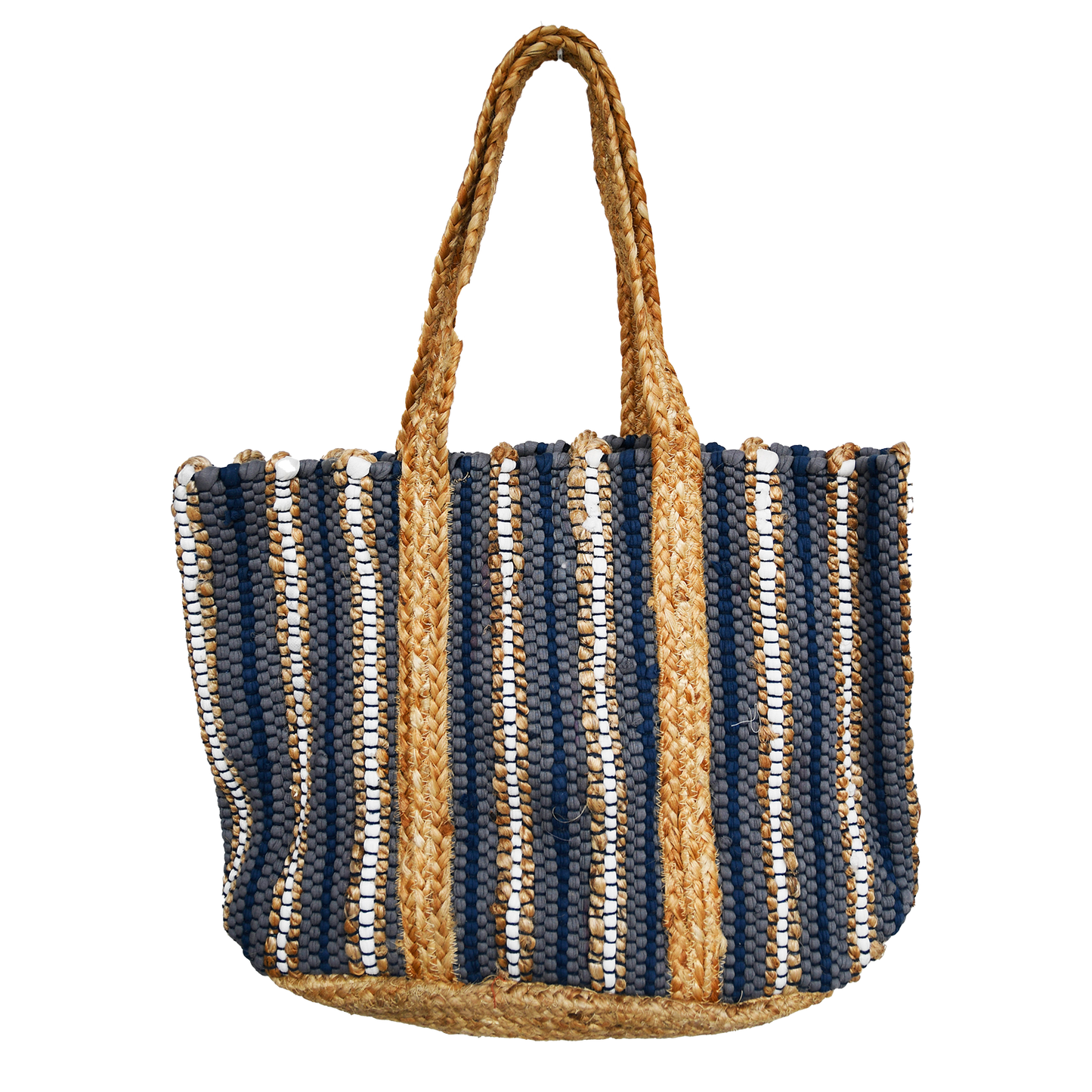 Chloe & Lex - Natural Grey Pure Cotton & Jute Lightweight Women's Tote Bag