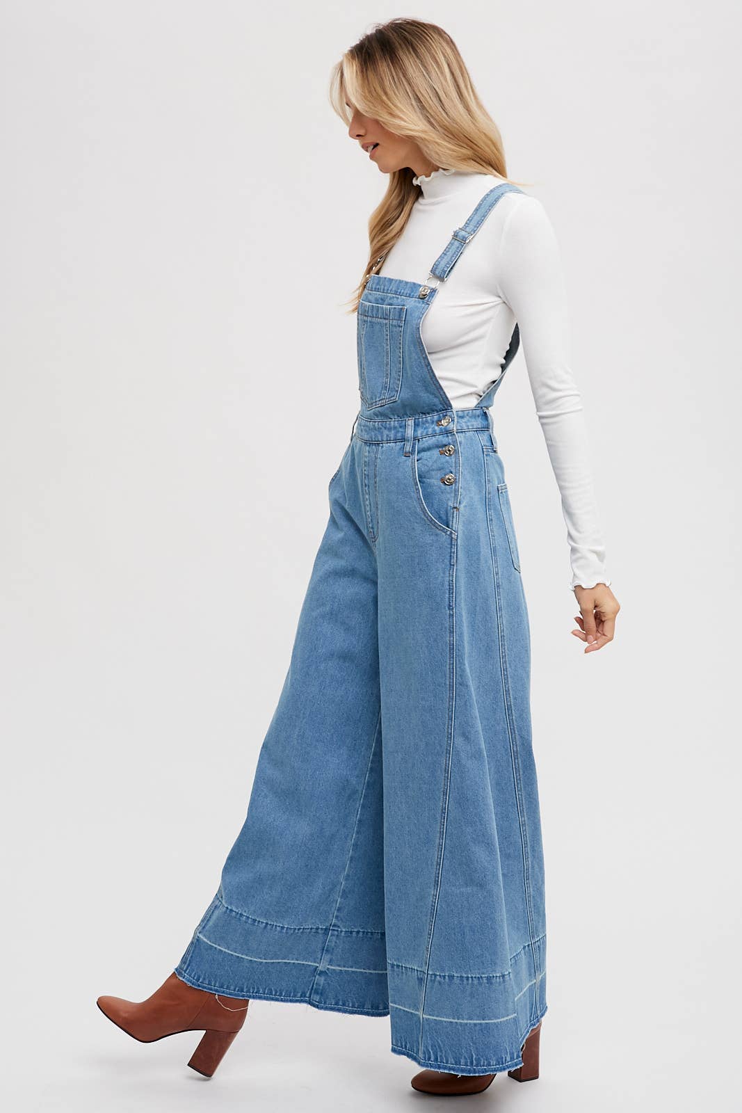Bluivy - DENIM WIDE LEGS OVERALLS
