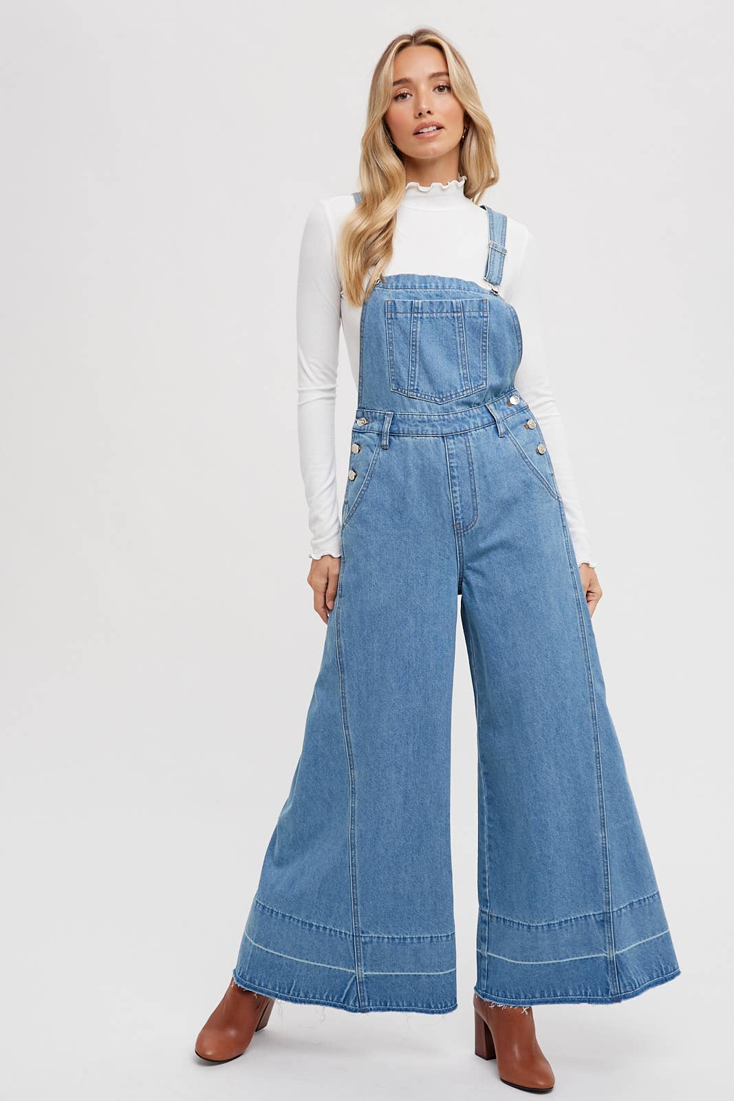 Bluivy - DENIM WIDE LEGS OVERALLS