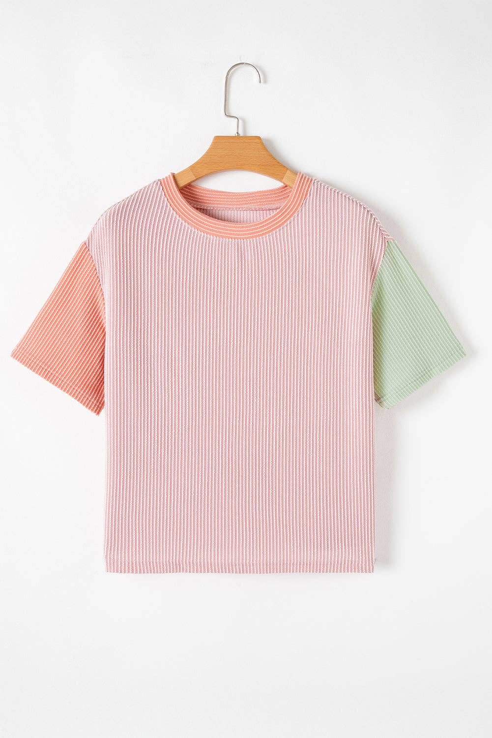 Lovesoft - Rose Red Corded Colorblock Crewneck Tee