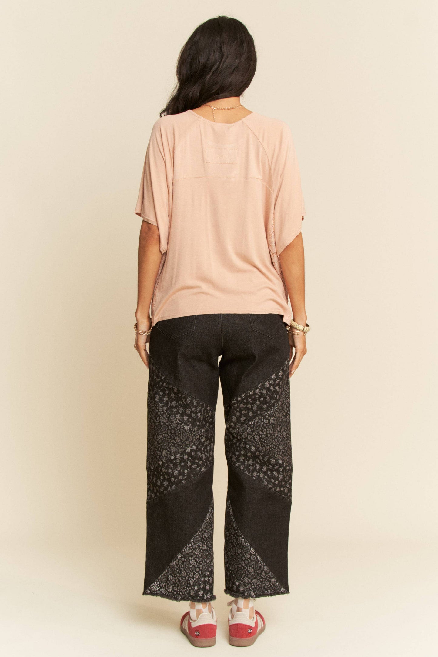 Davi & Dani - WIDE OPENING DENIM DITSY FLORAL AND PAISLEY PRINT