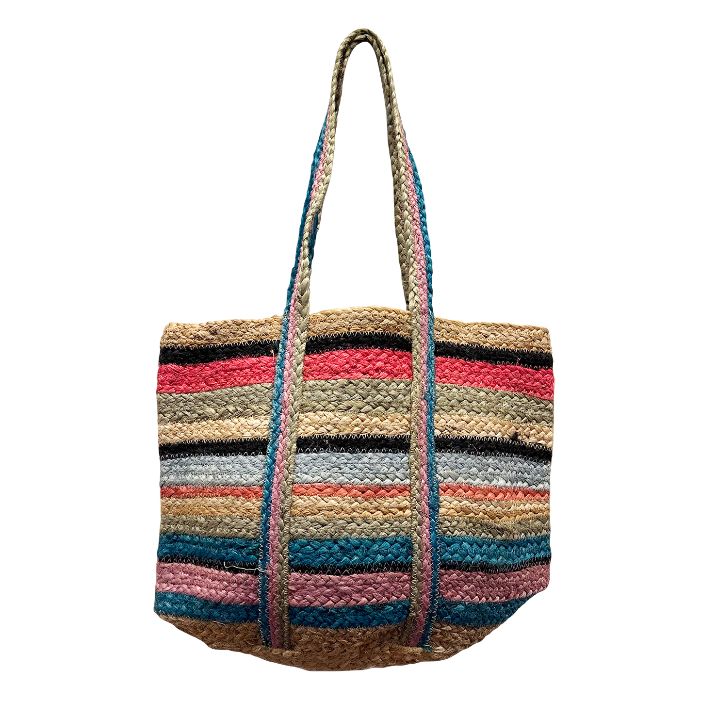 Chloe & Lex - Colorful Stripes Hand-Dyed Pure Jute Tote Bag for Women