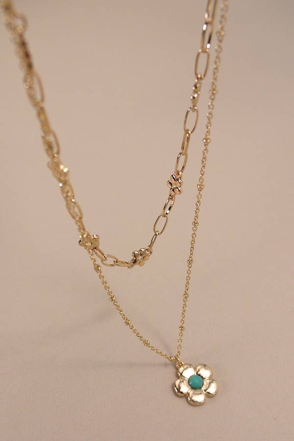 JOSSLYN by Wall to Wall - DOUBLE LAYER FLOWER PENDANT NECKLACE | 80N978