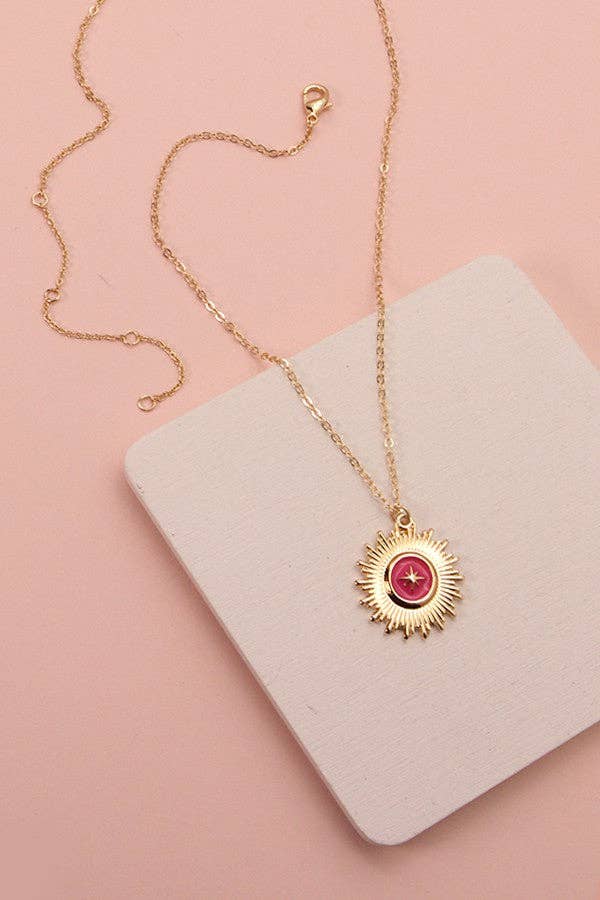 JOSSLYN by Wall to Wall - BUTTERFLY STARBURST HAMSA HEART EPOXY NECKLACE | 31N22048