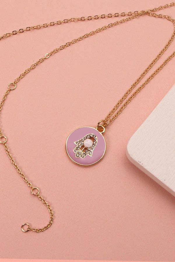 JOSSLYN by Wall to Wall - BUTTERFLY STARBURST HAMSA HEART EPOXY NECKLACE | 31N22048
