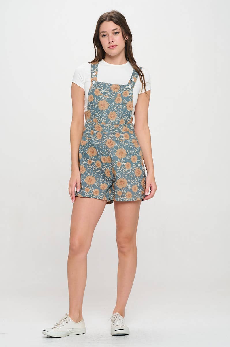 SM WARDROBE - VINTAGE FLOWER BLOSSOM PRINT SHORTALLS