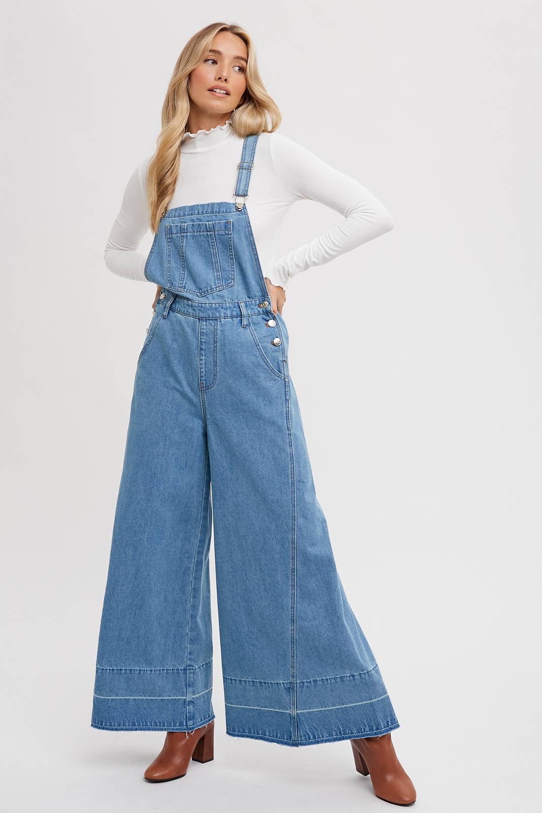 Bluivy - DENIM WIDE LEGS OVERALLS