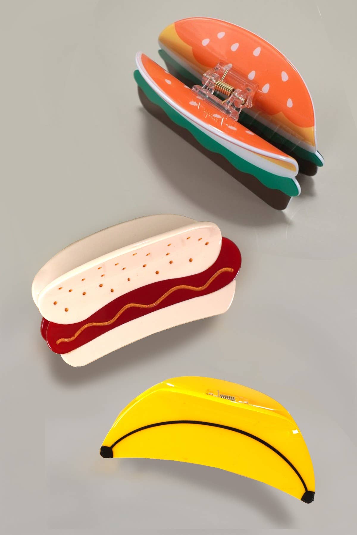 JOSSLYN by wall to wall - JUMBO LEMONADE BANANA HAMBURGER HAIR CLAW CLIPS | 40H843